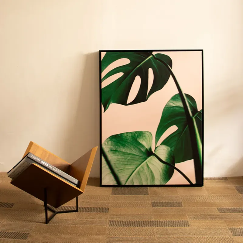 Quadro tela em canvas - PINK AND GREEN - 67,5x90 - Moldura Canaleta Alta Preta