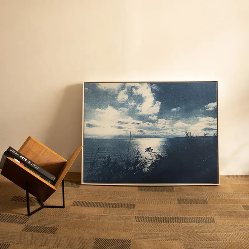 Quadro tela em canvas - OCEANO JEANS - 90x67,5 - Moldura Canaleta Alta Branca