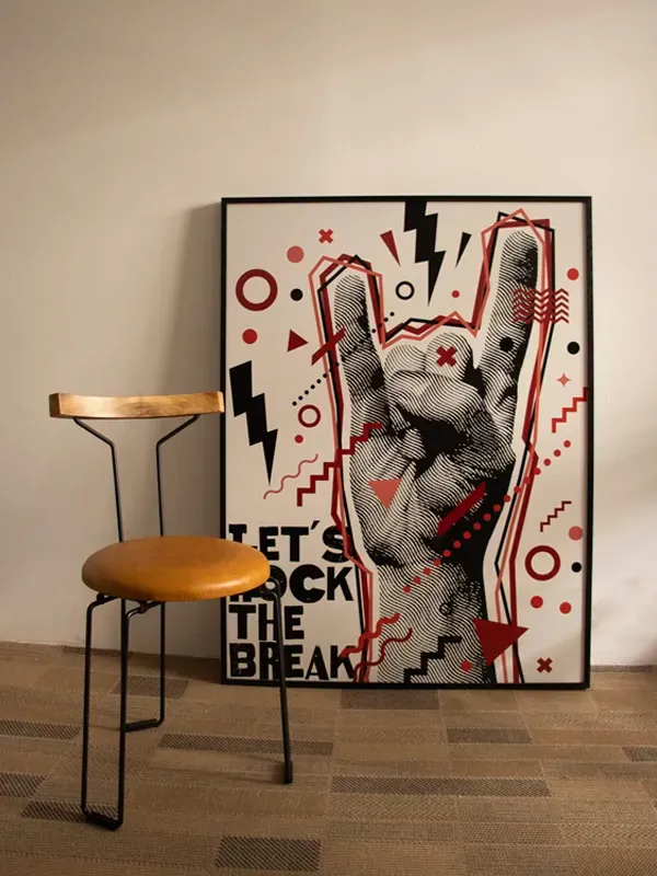 Quadros em acabamento liso sem vidro - ROCK - KAT - 90x120 - Moldura Canaleta Alta Preta