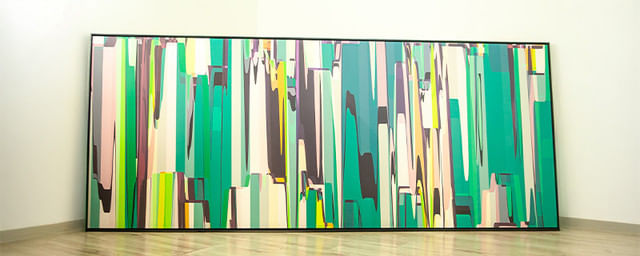 Quadro tela em canvas - COMPOSIÇÃO ABSTRATA 640 -  225x90cm - Moldura Canaleta Alta Preta