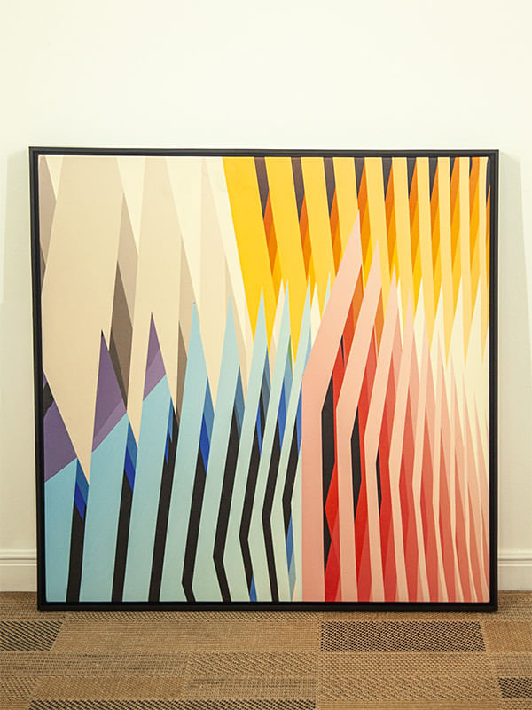 Quadro tela em canvas - COMPOSIÇÃO ABSTRATA 670 - 67,5x67,5cm - Moldura Canaleta Alta Preta