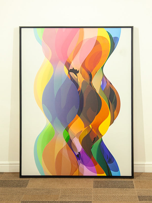 Quadro tela em canvas - COMPOSIÇÃO ABSTRATA 688 - 67,5x90cm - Moldura Canaleta Alta Preta