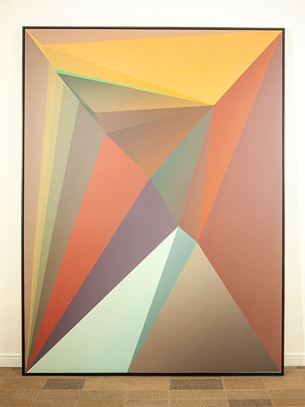 Quadro tela em canvas - COMPOSIÇÃO ABSTRATA 715 - 120x160cm - Moldura Canaleta Alta Preta