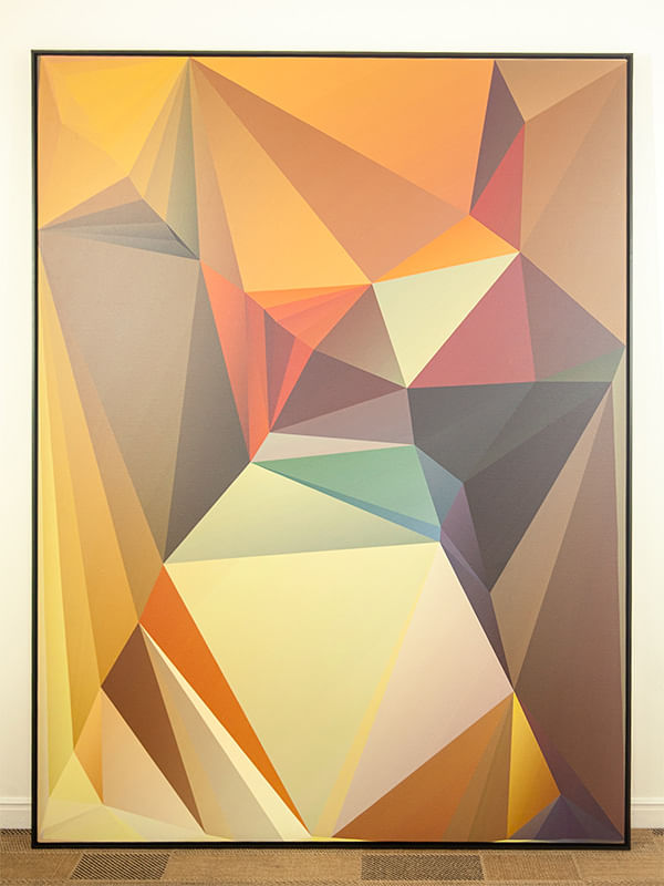Quadro tela em canvas - COMPOSIÇÃO ABSTRATA 717 - 120x160cm - Moldura Canaleta Alta Preta