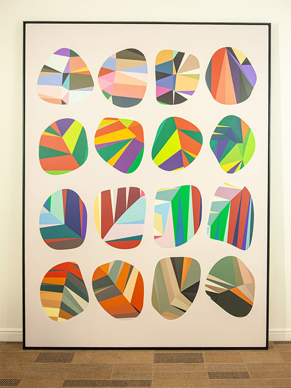 Quadro tela em canvas - COMPOSIÇÃO ABSTRATA 766 - 120x160cm - Moldura Canaleta Alta Preta