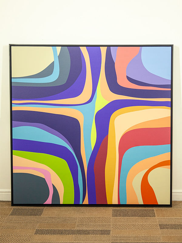 Quadro tela em canvas - COMPOSIÇÃO ABSTRATA 871 - 90x90cm - Moldura Canaleta Alta Preta