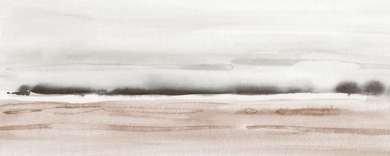 WATERCOLOR OCEAN HORIZON IN BROWN TONES - PANORAMIC