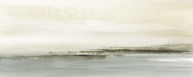 ABSTRACT LANDSCAPE IN NEUTRAL GREEN - PANORAMIC