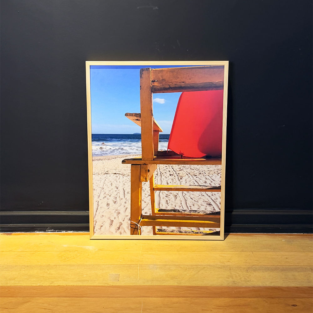 Quadro em acabamento liso sem vidro 47,5x62,5cm - CADEIRA SALVA VIDAS - Moldura Lisa Fina Cru - OF