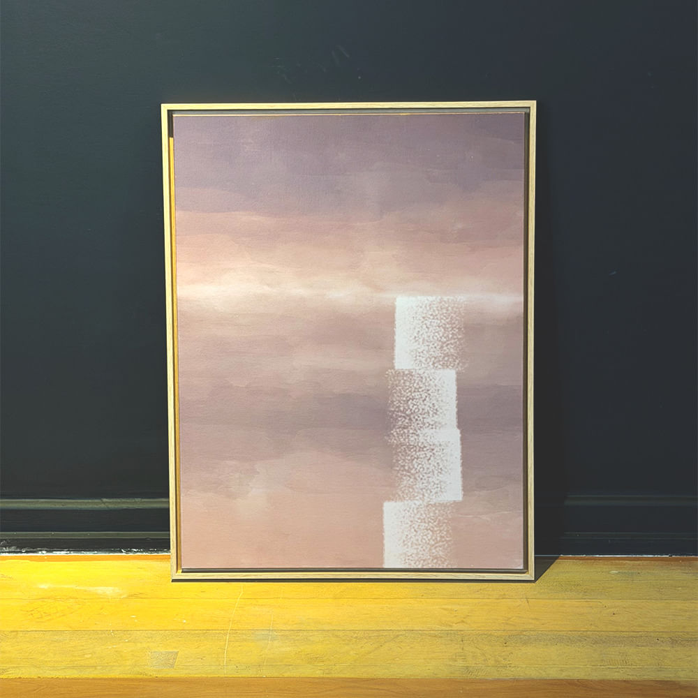 Quadro tela em canvas 47,5x62,5cm - PINTURA ABSTRATA 012 - Moldura Canaleta Baixa Cru - OF