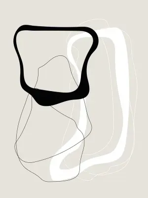 KIT 3 QUADROS DECORATIVOS - Abstrato Formas e Linhas Preto e Bege