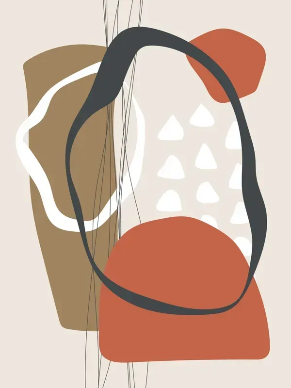 Kit 2 QUADROS DECORATIVOS - ABSTRATO FORMAS LARANJA E CINZA