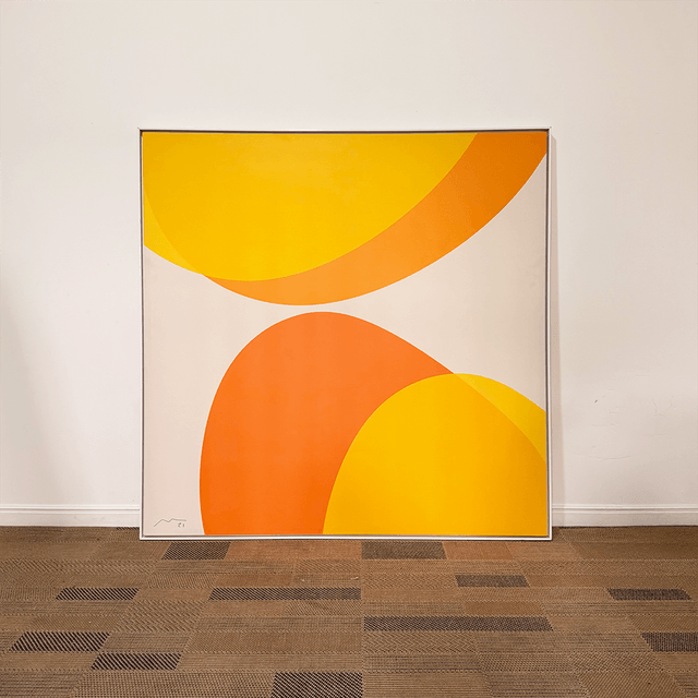 Quadro tela em canvas 120x120cm - Abstrato 235 - Moldura Canaleta Alta Branca