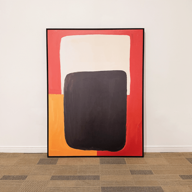 Quadro tela em canvas 90x120cm - Abstrato red - Moldura Canaleta Alta Preta