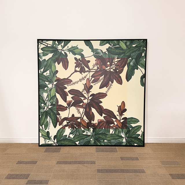 Quadro tela em canvas 120x120cm - Floresta em Moldura - Moldura Canaleta Alta Preta