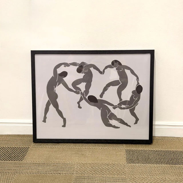 Quadro em papel fotográfico com vidro  47,5x47,5cm - Henri Matisse - Moldura Lisa Fina Preta