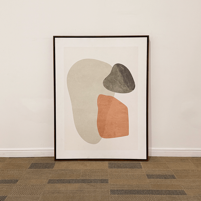 Quadro tela em canvas 67,5x90cm - Marble shapes - Moldura Canaleta Alta madeira