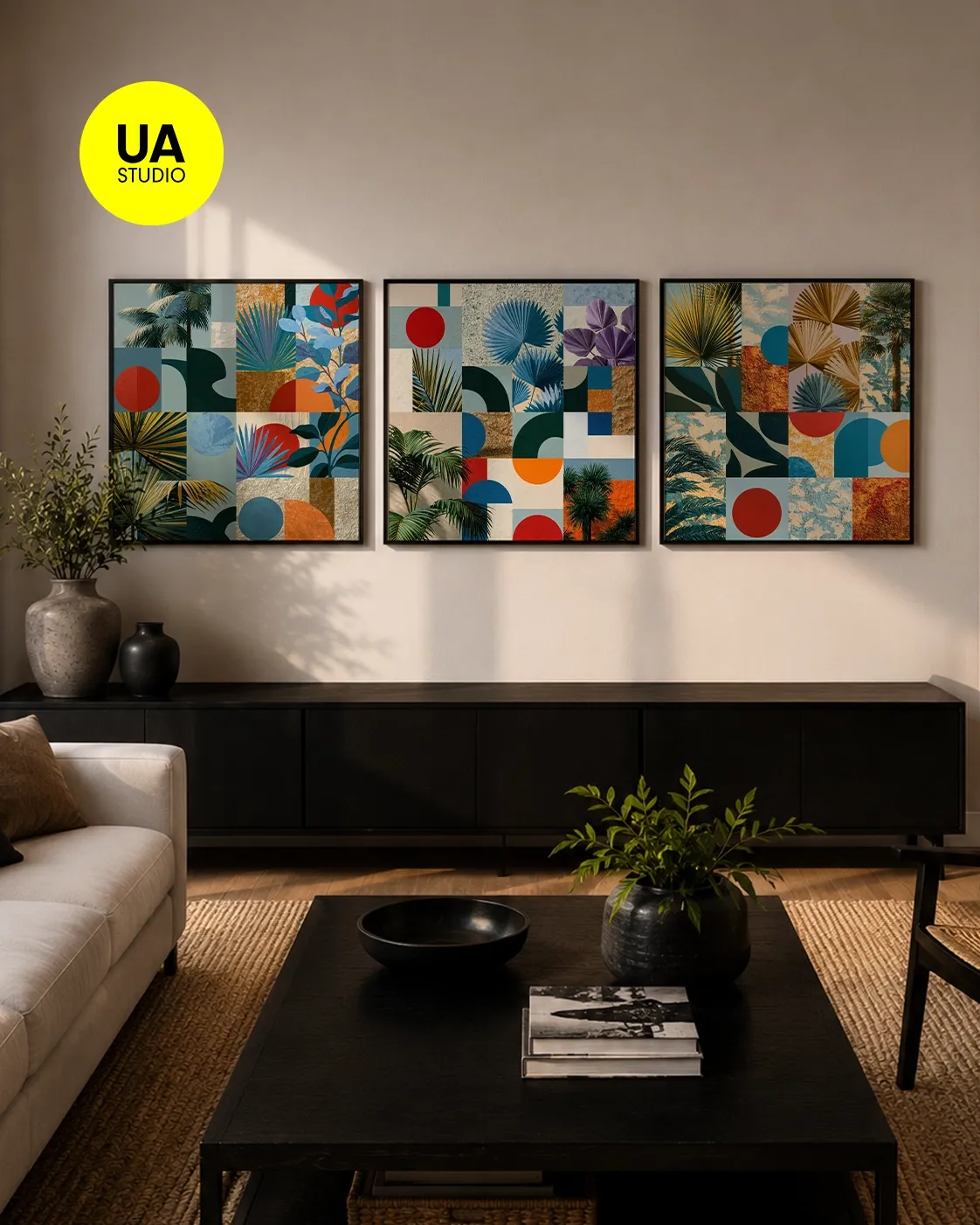 KIT 3 QUADROS DECORATIVOS - Solsticio Tropical