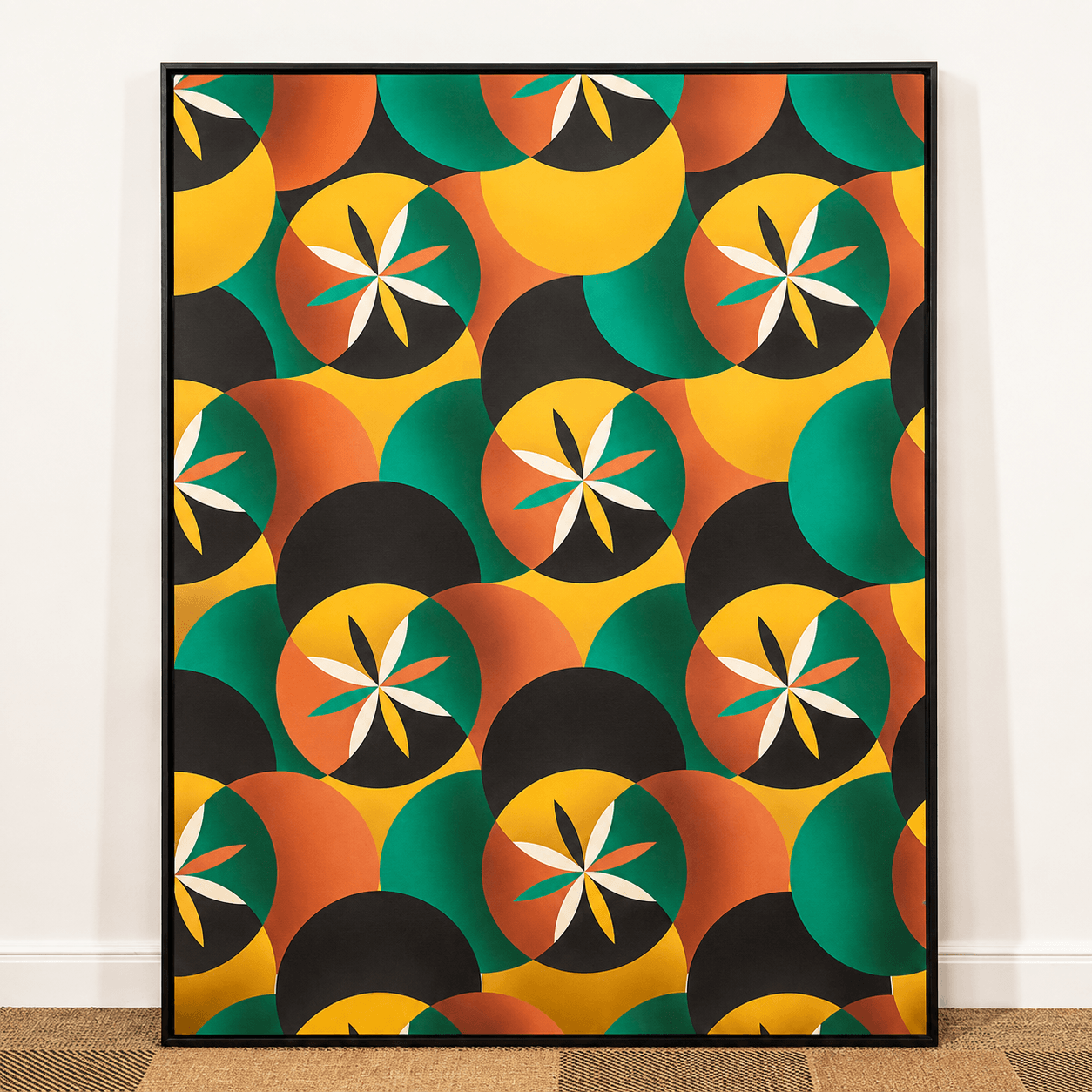 Quadro tela em canvas - ROSA DOS VENTOS MOSAICO - 67,5x90cm - Moldura Canaleta Alta Preta