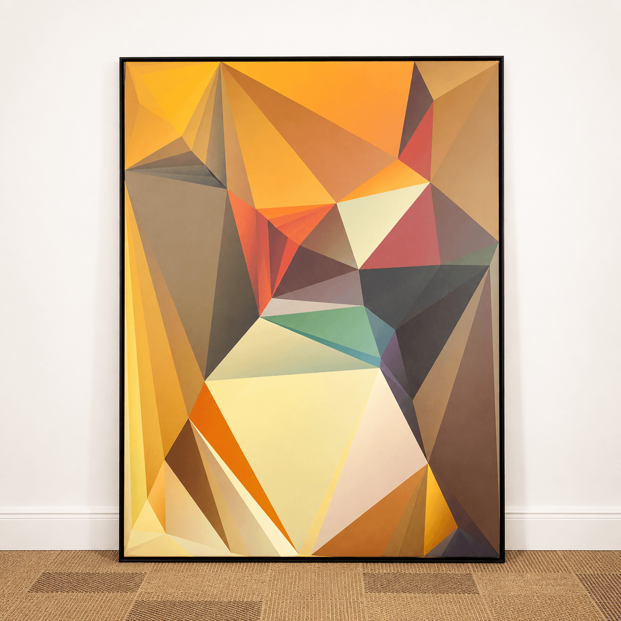 Quadro tela em canvas - COMPOSIÇÃO ABSTRATA 717 - 120x160cm - Moldura Canaleta Alta Preta