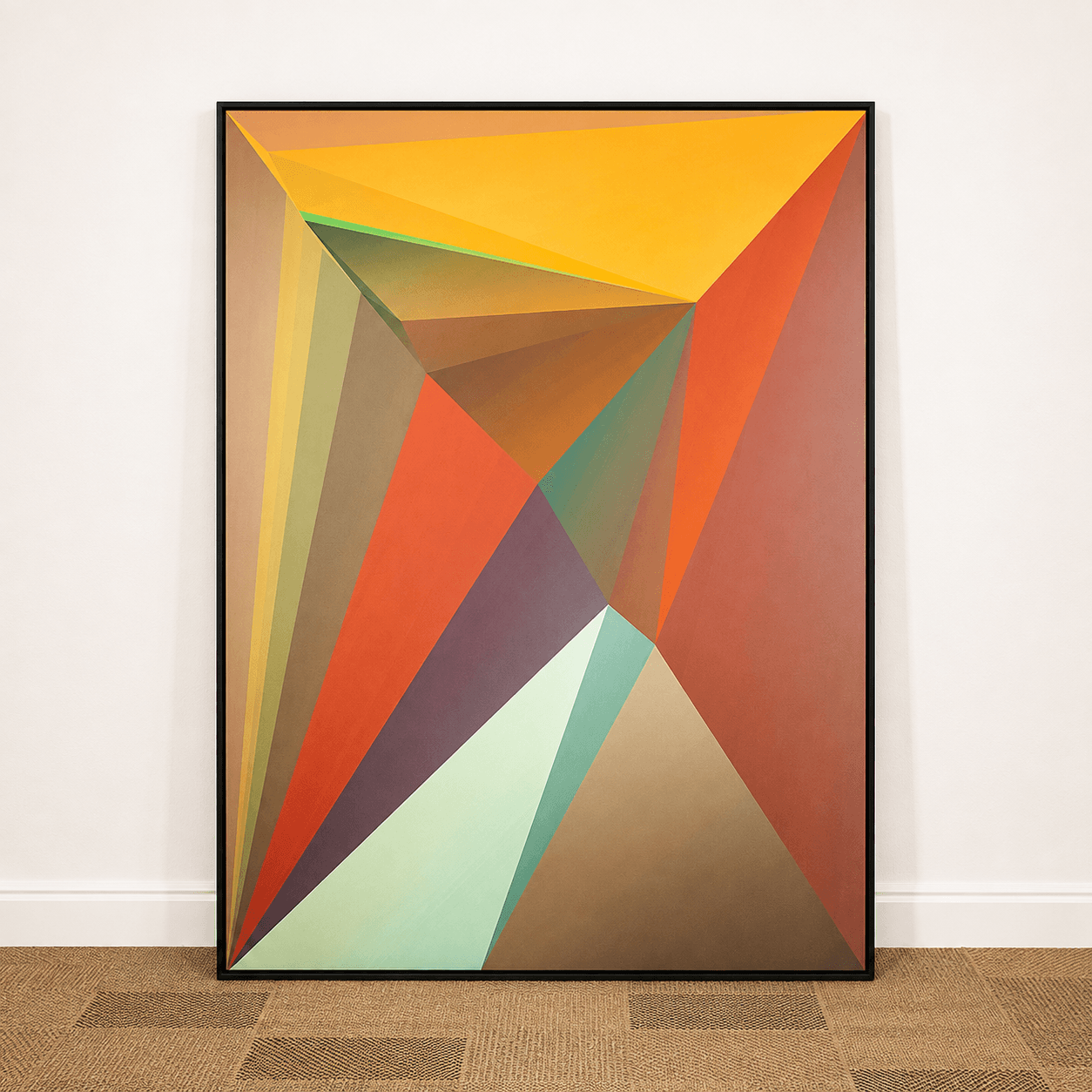 Quadro tela em canvas - COMPOSIÇÃO ABSTRATA 715 - 120x160cm - Moldura Canaleta Alta Preta