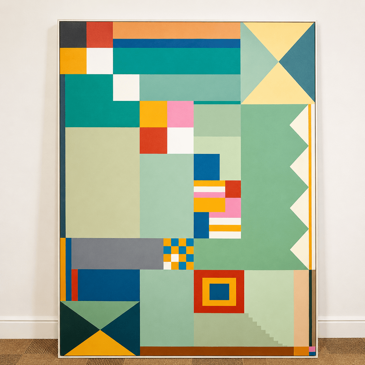 Quadro tela em canvas - COMPOSIÇÃO ABSTRATA 234 - 120x160cm - Moldura Canaleta Alta Preta