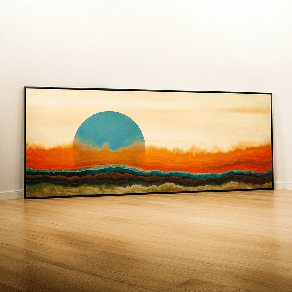 Quadro tela em canvas - VEGA -  225x90cm - Moldura Canaleta Alta Preta