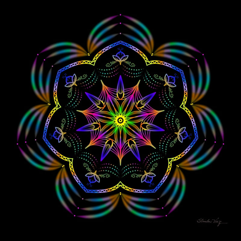 MANDALA UNIVERSO DAS FLORES NEON