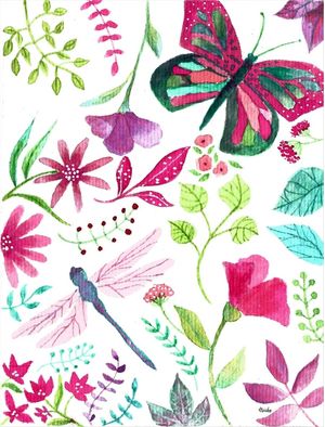 BORBOLETA E FLORES BRANCO