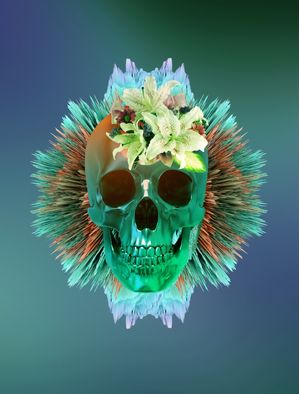 SKULL COLORFUL FLOWER W