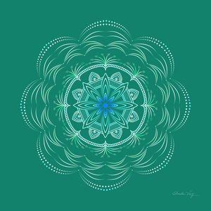 MANDALA FINA FLOR VERDE ÁGUA