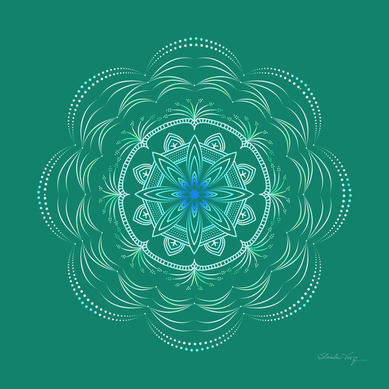MANDALA FINA FLOR VERDE ÁGUA