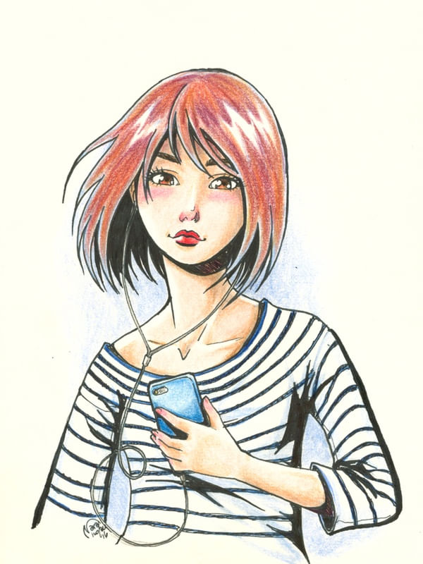MENINA DE BLUSA LISTRADA