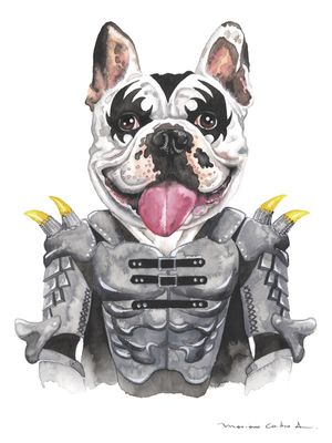 FRENCH BULLDOG KISS AQUARELA