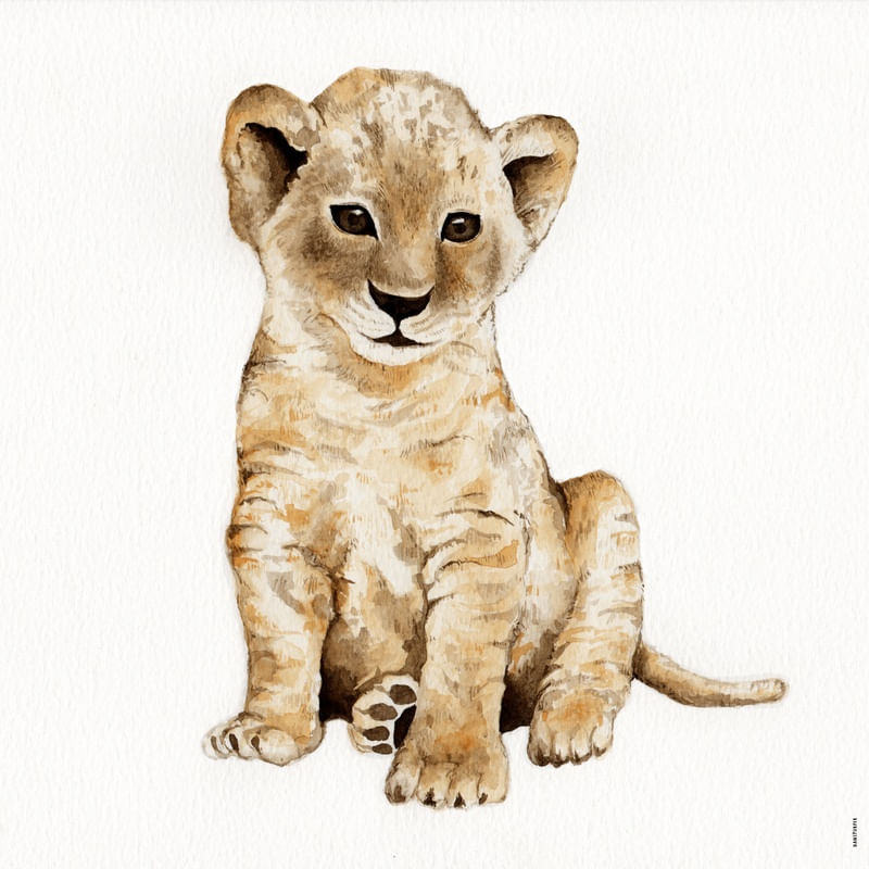 FILHOTE DE LEÃO - AQUARELA