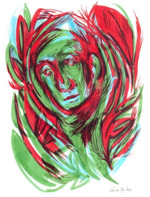 ROSTO VERDE, VERMELHO E AZUL