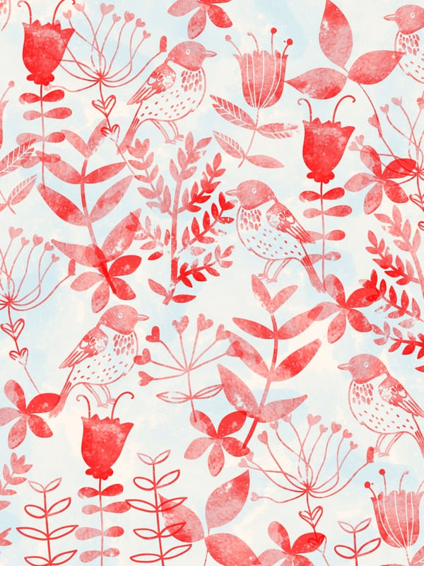 WATERCOLOR FLORAL AND BIRD