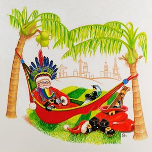 PAPAI NOEL COM BARBA DE ARCO-IRIS