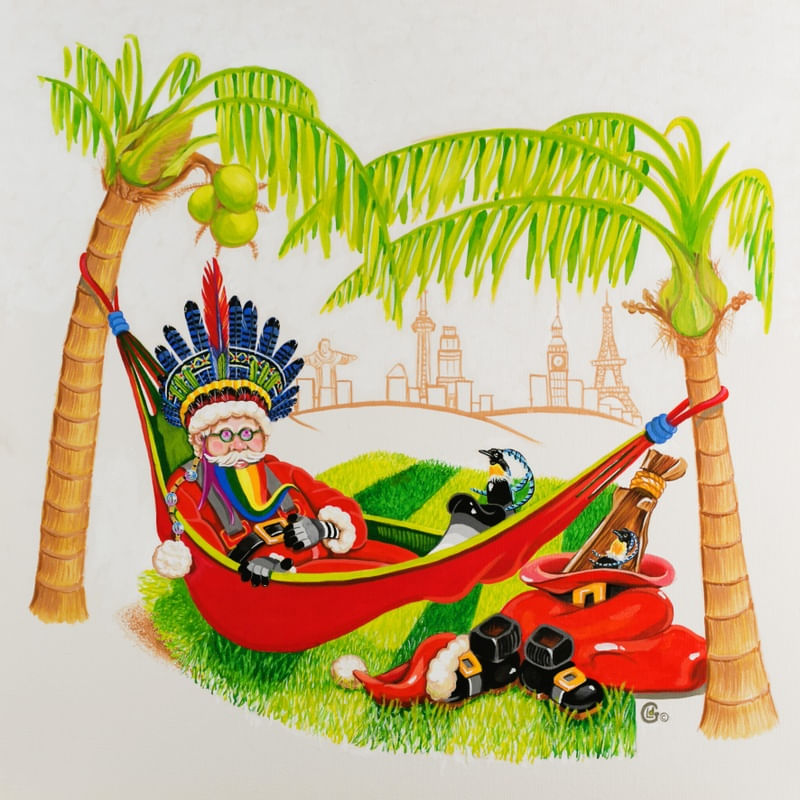 PAPAI NOEL COM BARBA DE ARCO-IRIS