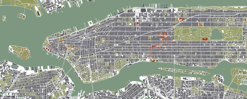 MANHATTAN MAPA GRAVURA