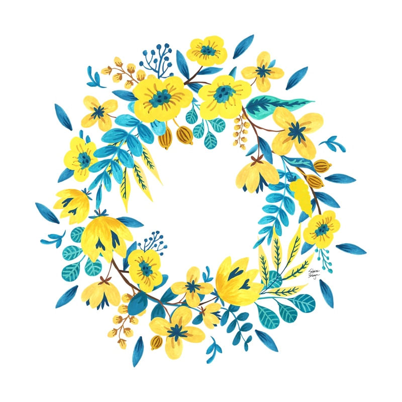 GUIRLANDA DE FLORES E FOLHAS