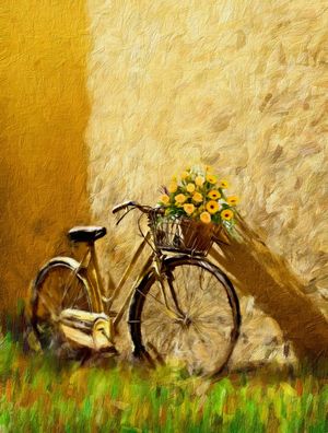 BICICLETA COM FLORES AMARELAS