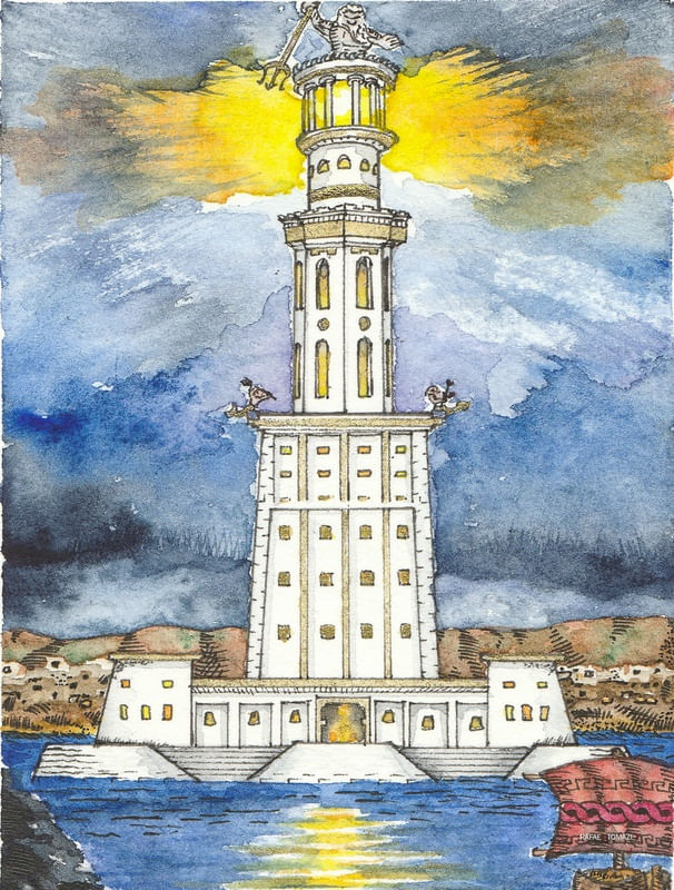 SÉRIE 7 MARAVILHAS DO MUNDO ANTIGO - FAROL DE ALEXANDRIA - DOODLE