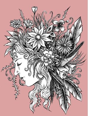 GAROTA COM FLORES NA CABEÇA