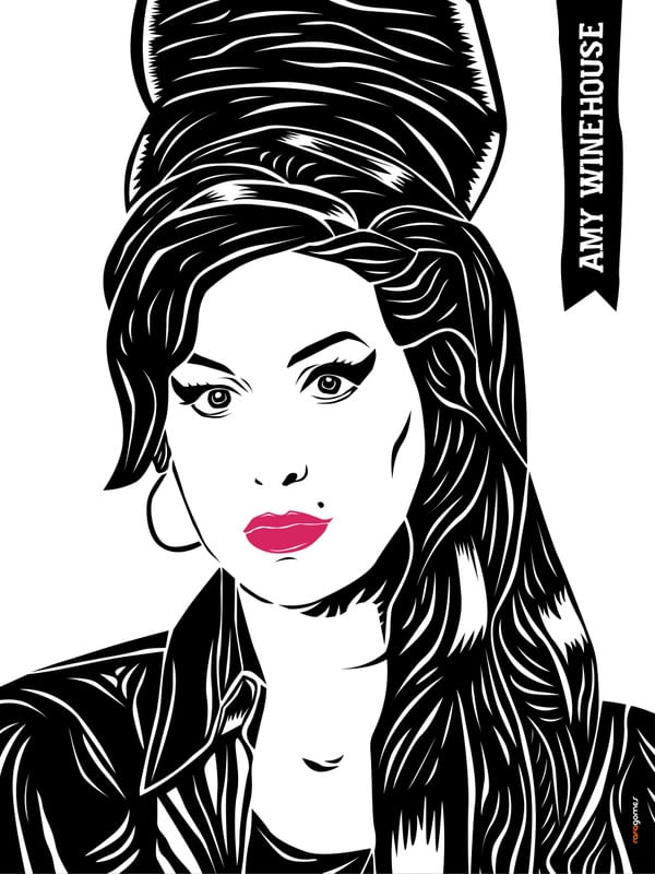 AMY WINEHOUSE XILOGRAVURA