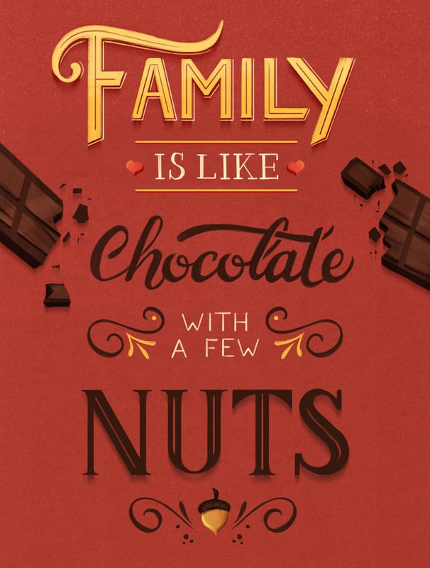 FAMILY IS LIKE NUTS LETTERING
