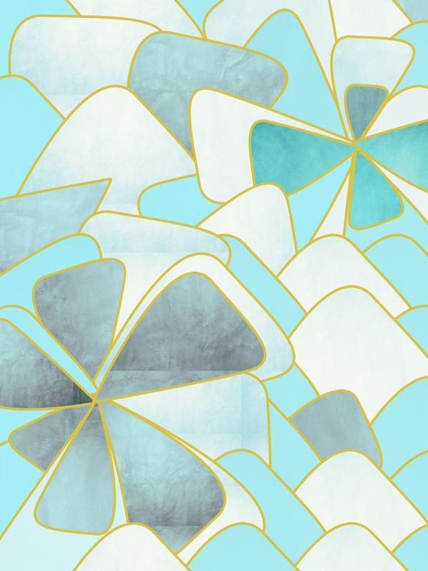 COMPOSIÇÃO FLORAL AZUL E DOURADO