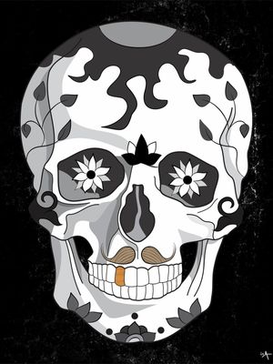 CAVEIRA MEXICANA PRETO E BRANCO