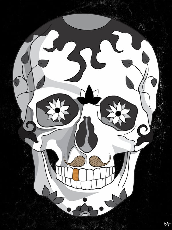 CAVEIRA MEXICANA PRETO E BRANCO