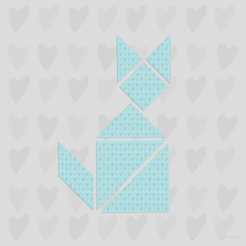 GATO SENTADO TANGRAM - AZUL